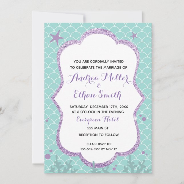 Convite De Casamento Sob A Praia Do Mar (Frente)