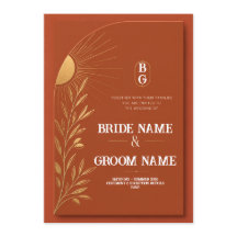 Convite de Casamento Sol Boho Terracota