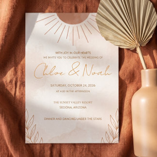 Convite de Casamento Sol Terracota Boho Minimalist