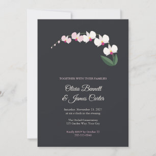 Convite de Casamento Spray de Orquídea Branca em C