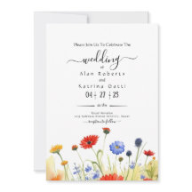 Convite de Casamento Spring Meadow Wildflowers