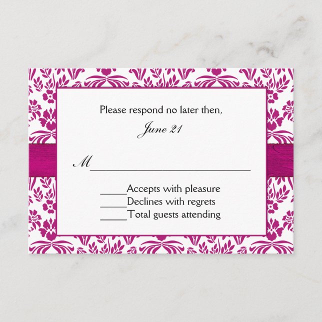 Convite de Casamento Stargazer Lily Damask (Frente)