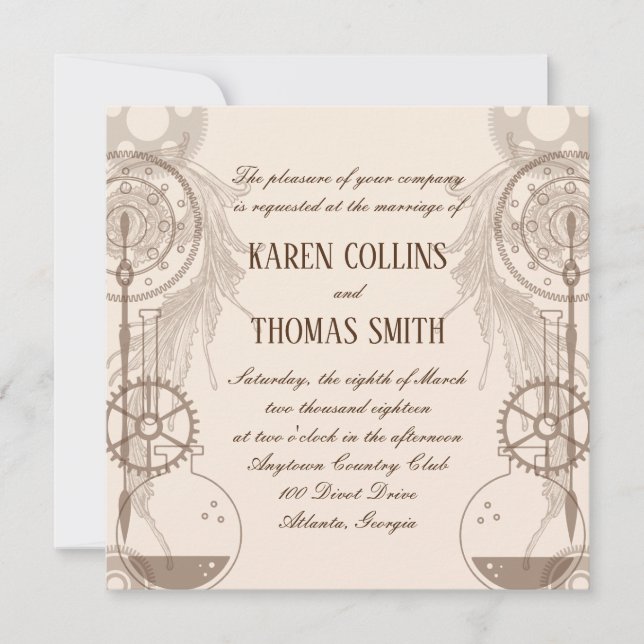Convite de Casamento Steampunk (Frente)