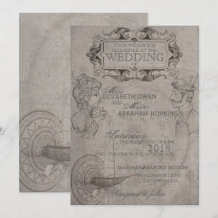 Convite de Casamento Steampunk