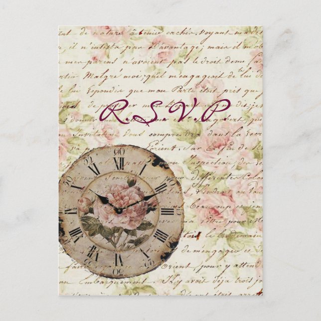 Convite de casamento steampunk floral rosa vintage (Frente)