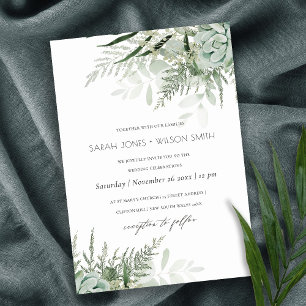 Convite de casamento Suculento de Leafy Fern Verde