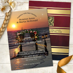 Convite de Casamento Sunset Beach Rose Arbor