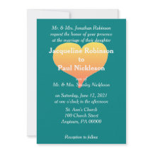 Convite de Casamento Sunset Heart Teal Verde