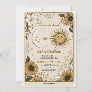 Convite de Casamento Tarot Lua Sol Estrelas Amante