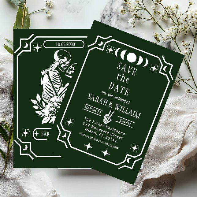 convite de casamento tarot verde para salvar a dat (Criador carregado)