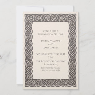 Convite de Casamento Taupe Celtic Knot