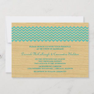 Convite de casamento Teal Rustic Chevron