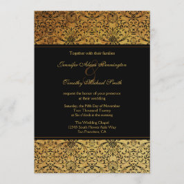 Convite de casamento tema damasco de ouro preto es