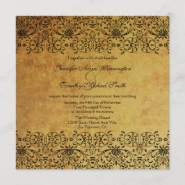 Convite de casamento tema damasco de ouro preto es