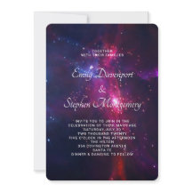 Convite de casamento tema Espaço Rosa e Roxo