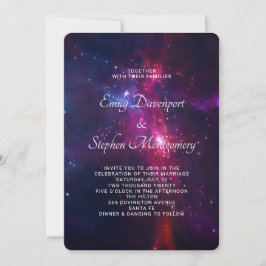 Convite de casamento tema Espaço Rosa e Roxo
