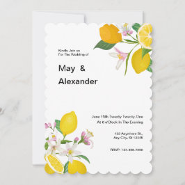 Convite de Casamento Tema Limão Aquarela