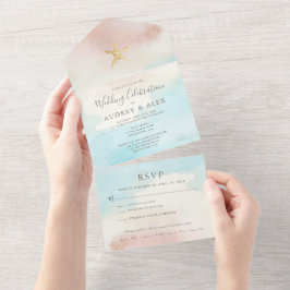 Convite de Casamento TEMÁTICO DE PRAIA tudo em um