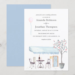 Convite de casamento temático Paris em aquarela