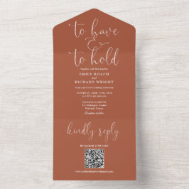 Convite de Casamento Terracota com QR Code Para Te