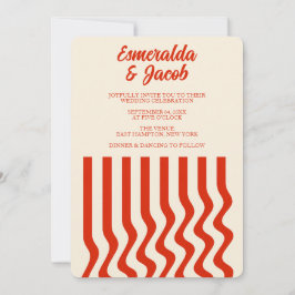 Convite de Casamento Terracota Ondulado Minimalist