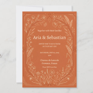 Convite de Casamento Terracota Paisley