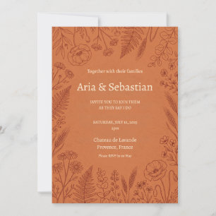 Convite de Casamento Terracota Paisley