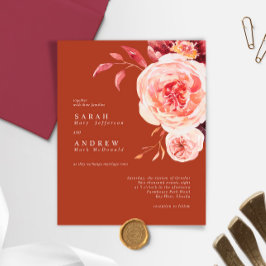 Convite De Casamento Terracotta De Queda Elegante