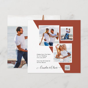 Convite de casamento Terracotta FOTO CÓDIGO QR Sal