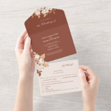 Convite de Casamento Terracotta Tudo em Um RSVP