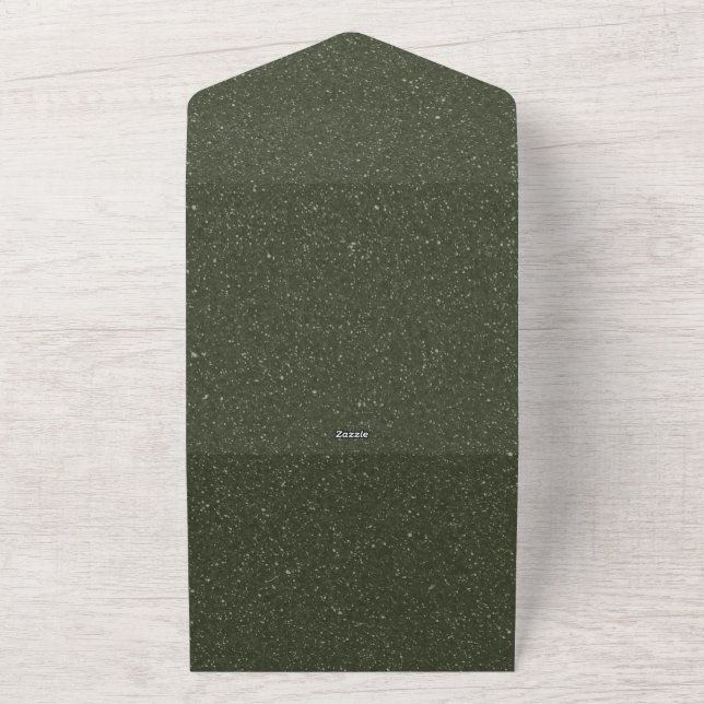 Convite de casamento Texturizado de Moss Green (Externo)
