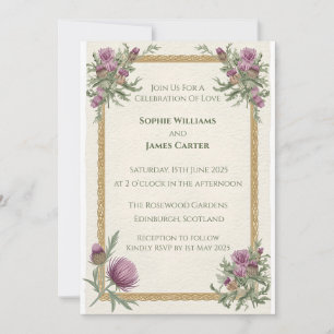 Convite de Casamento Thistle Celta Escocês