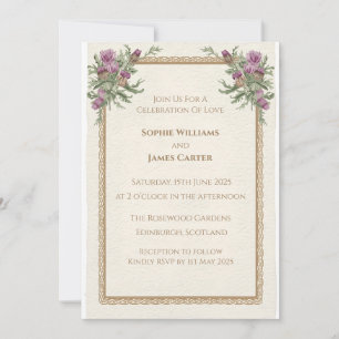 Convite de Casamento Thistle Celta Escocês