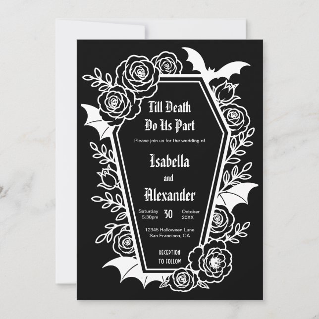 Convite de Casamento Till Death Gothic Glam (Frente)