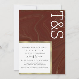 Convite de Casamento Tipografia Dourada Burgundy L