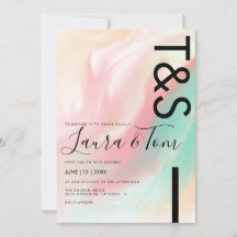 Convite de Casamento Tipografia Mármore Rosa Bold 