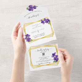 Convite de Casamento Todas as Violetas Roxas Profu