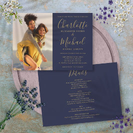 Convite de Casamento Todo em Um com Foto e Letra N