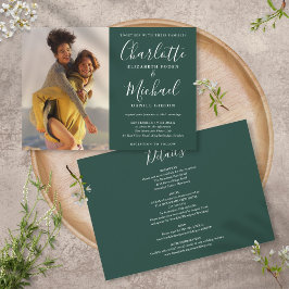 Convite de Casamento Todo em Um Foto Script Verde 