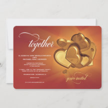 Convite de Casamento Together Golden Hearts (V4)