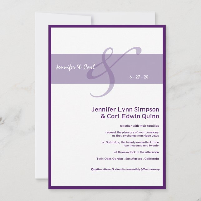 Convite de Casamento Together (Roxo) (Frente)
