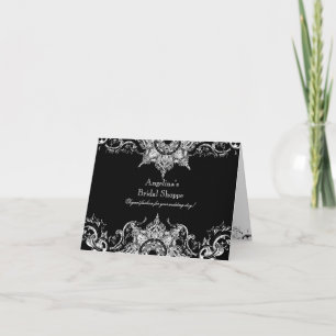 Convite de Casamento Toile Preto e Branco Damask S