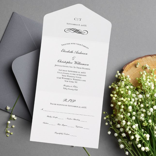 Convite de Casamento Tradicional Clássico Tudo em  (Criador carregado)
