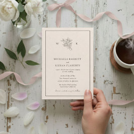 Convite de Casamento Tradicional com Monograma Ros