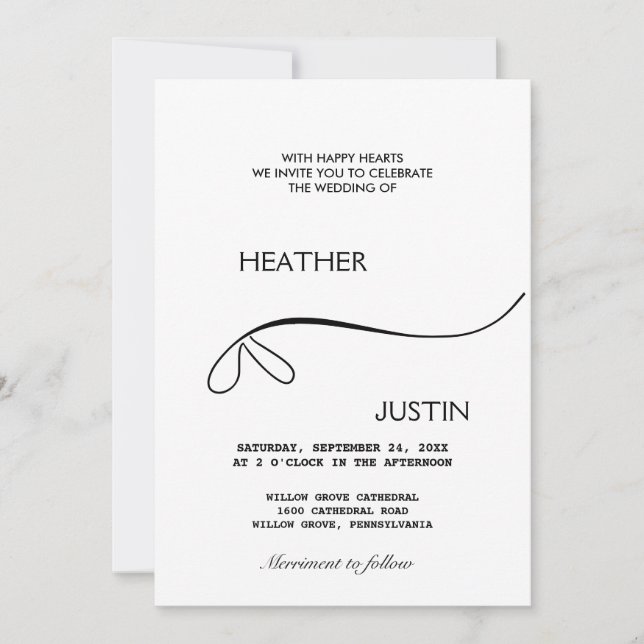 Convite De Casamento Tradicional De Script Minimal (Frente)