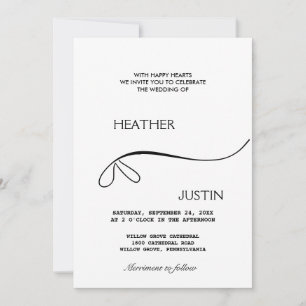 Convite De Casamento Tradicional De Script Minimal