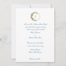 Convite de Casamento Tradicional, Floral com Cruz