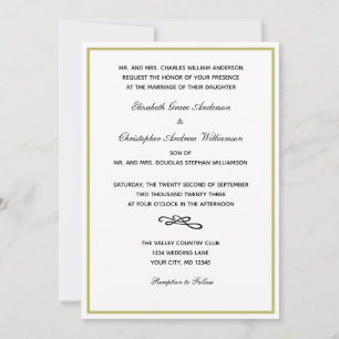 Convite de Casamento Tradicional Formal Dourado Br