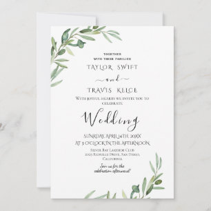 Convite de Casamento Tradicional Olive Branch