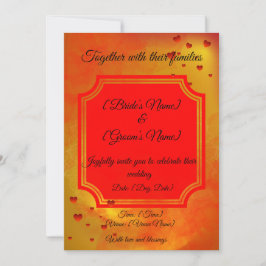 Convite de Casamento Tradicional Vermelho e Amarel